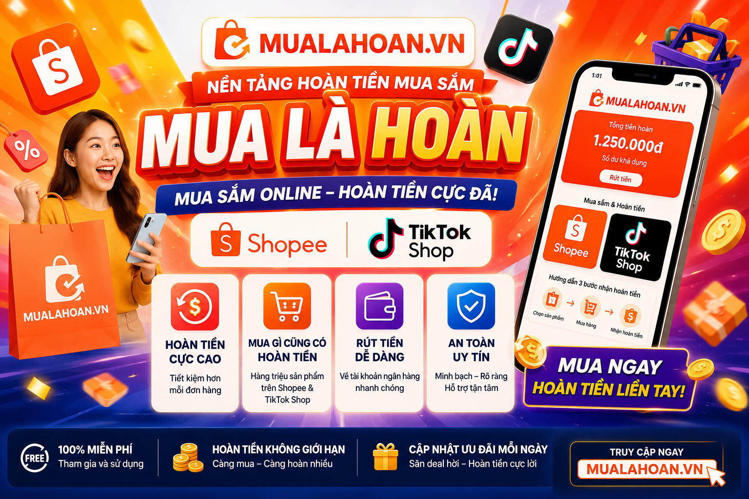 MUA SẮM SHOPEE - TIKTOK SHOP - NHẬN HOÀN TIỀN 100%